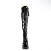 Demonia CAMEL-300WC Thigh High Boot (Black Stretch Patent)