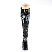 Demonia CAMEL-300WC Thigh High Boot (Black Stretch Patent)