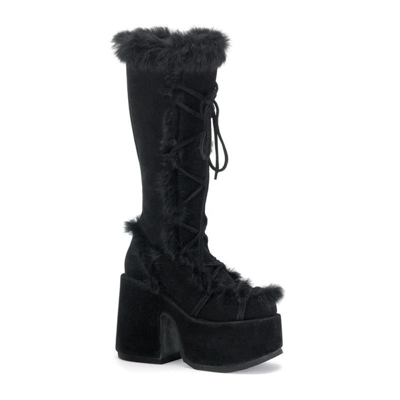 Demonia CAMEL-311 Knee High Boot (Black Vegan Suede)