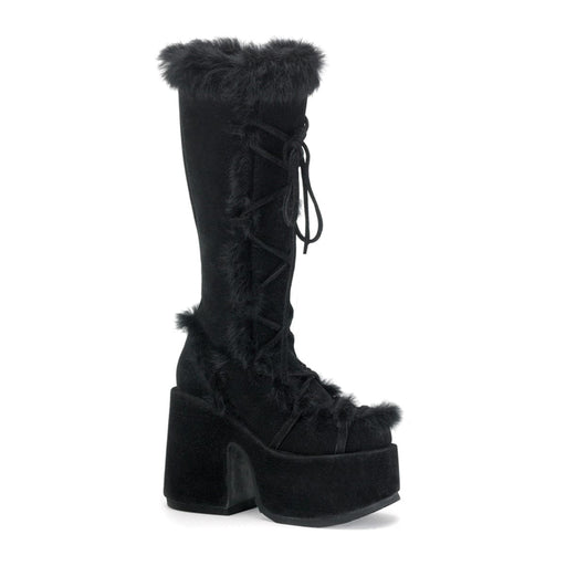 Demonia CAMEL-311 Knee High Boot (Black Vegan Suede)