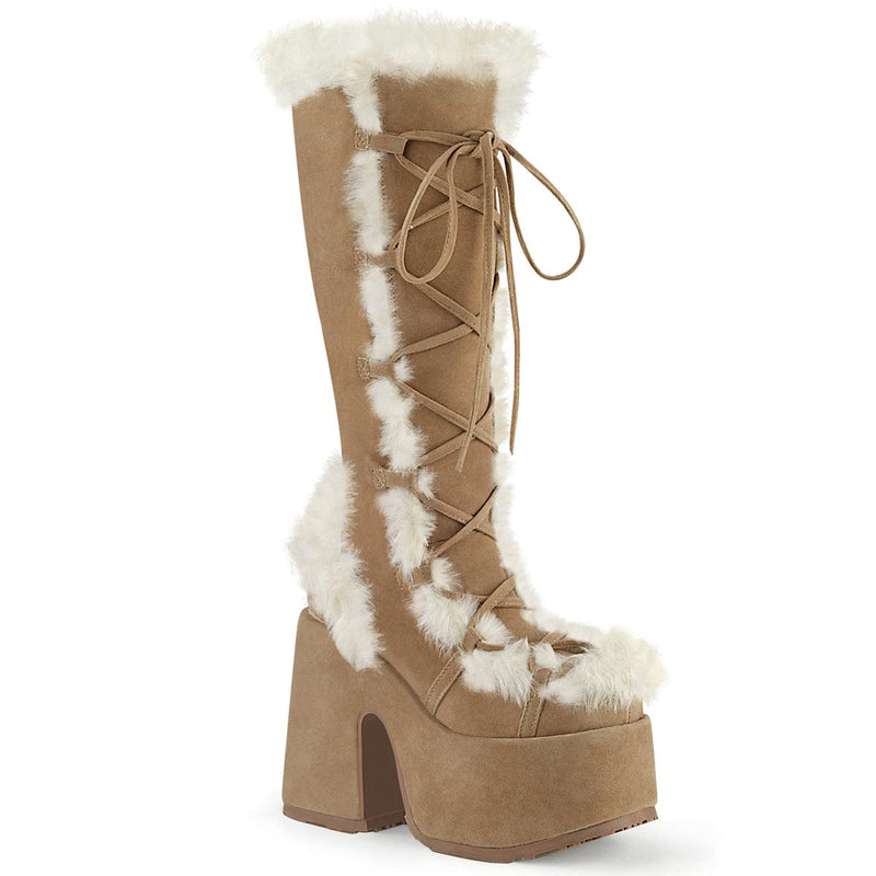 Demonia CAMEL-311 Knee High Boot (Camel Vegan Suede)