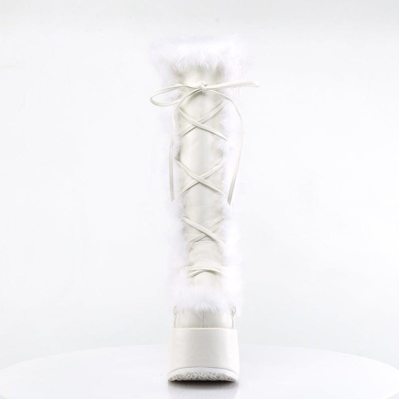 Demonia CAMEL-311 Knee High Boot (White Vegan Leather)