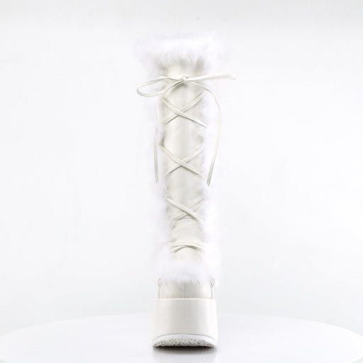Demonia CAMEL-311 Knee High Boot (White Vegan Leather)