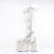 Demonia CAMEL-311 Knee High Boot (White Vegan Leather)