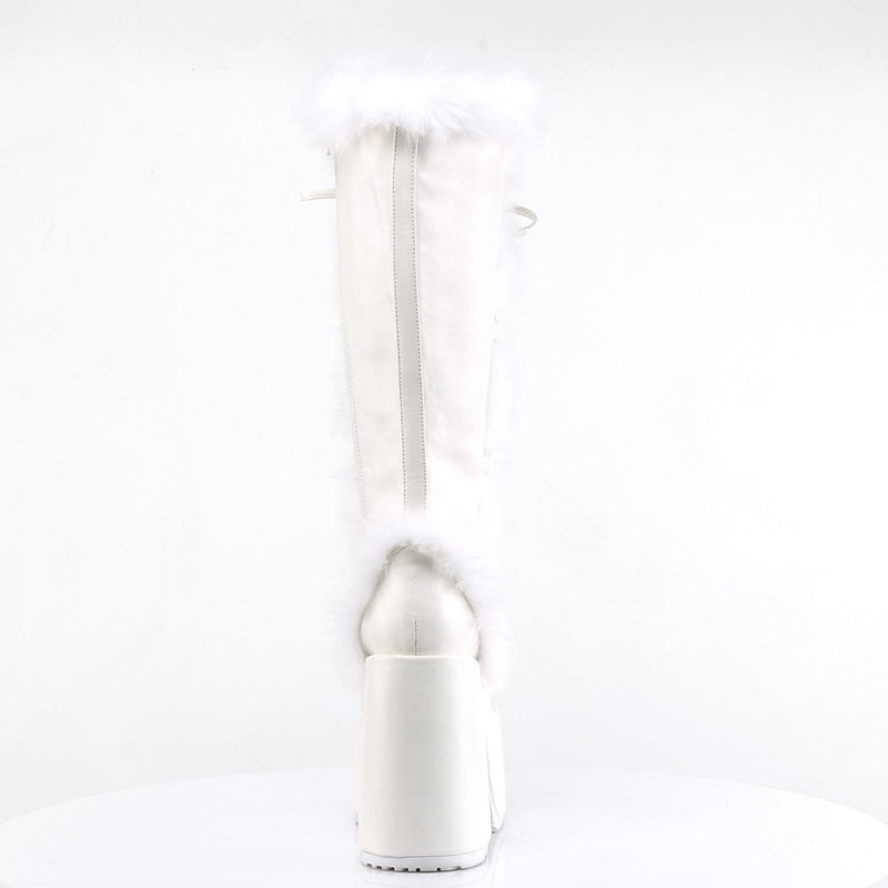Demonia CAMEL-311 Knee High Boot (White Vegan Leather)