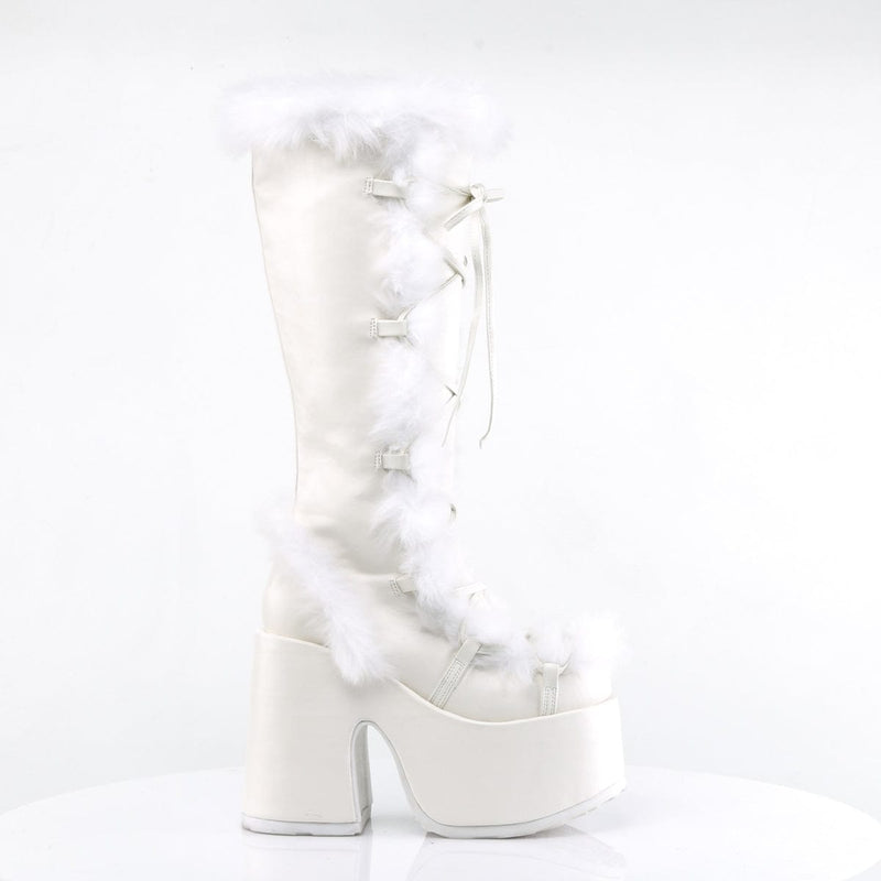 Demonia CAMEL-311 Knee High Boot (White Vegan Leather)