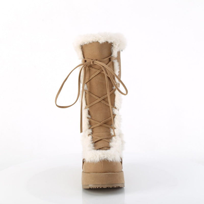 Demonia CUBBY-311 Mid-Calf Boot (Camel Vegan Suede)