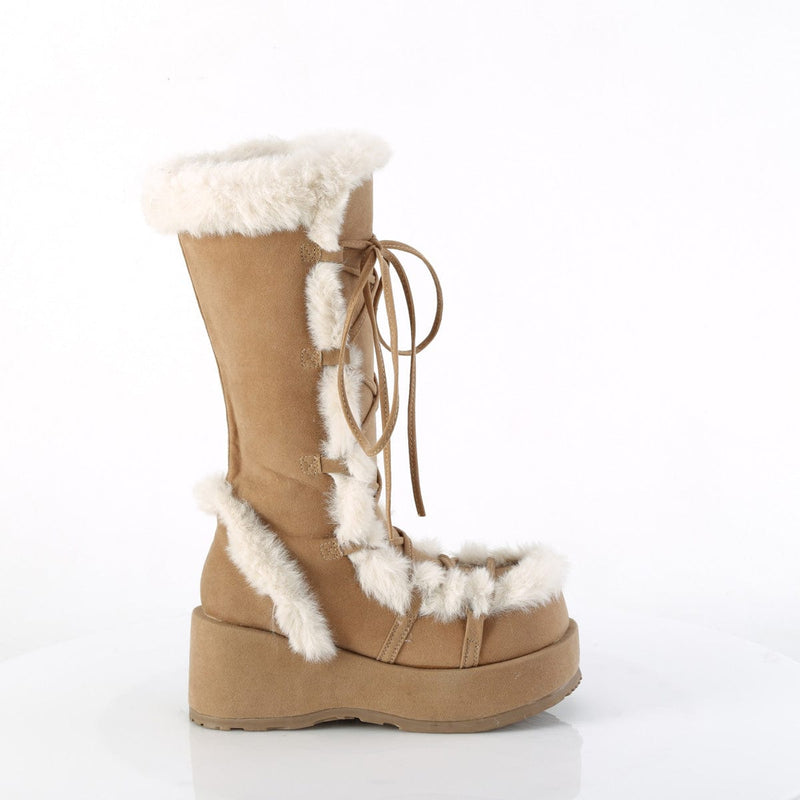 Demonia CUBBY-311 Mid-Calf Boot (Camel Vegan Suede)