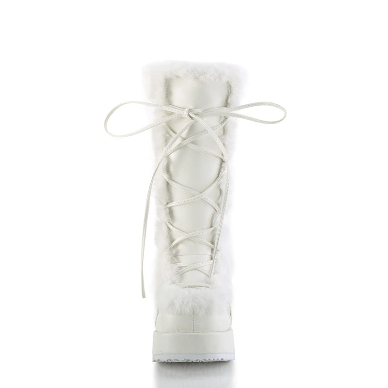 Demonia CUBBY-311 Mid-Calf Boot (White Vegan Leather)