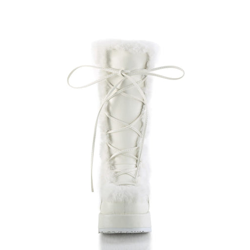 Demonia CUBBY-311 Mid-Calf Boot (White Vegan Leather)
