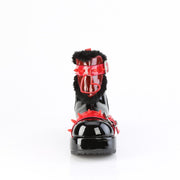 Demonia CUBBY-57 Ankle Boot (Black Patent-Red PVC)