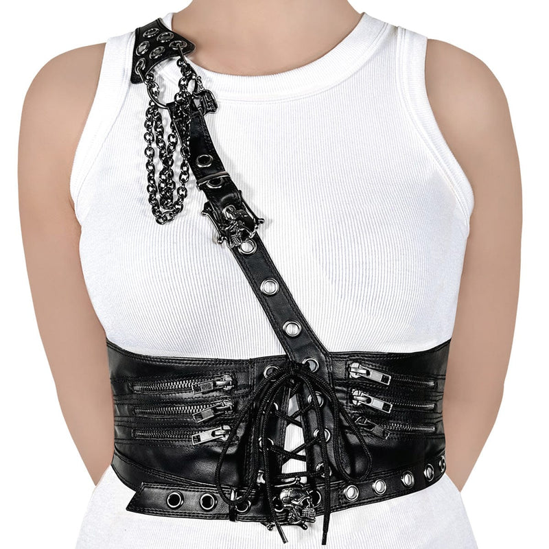 Demonia DA-105-SM Waist Harness (Black Stretch Faux Leather) S-M