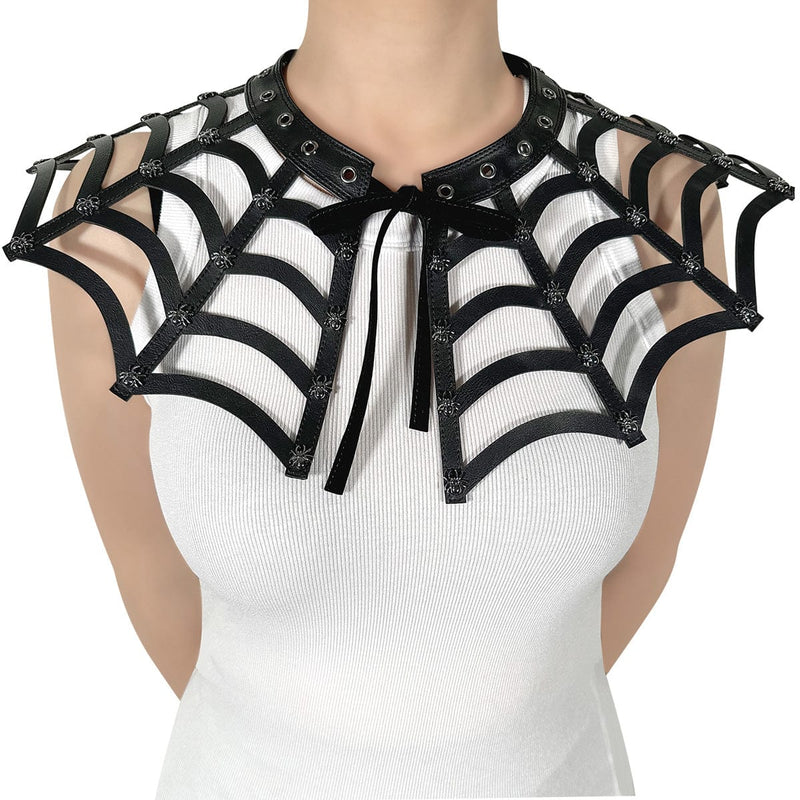 Demonia DA-213 Spiderweb Collar (Black Faux Leather) ONE SIZE