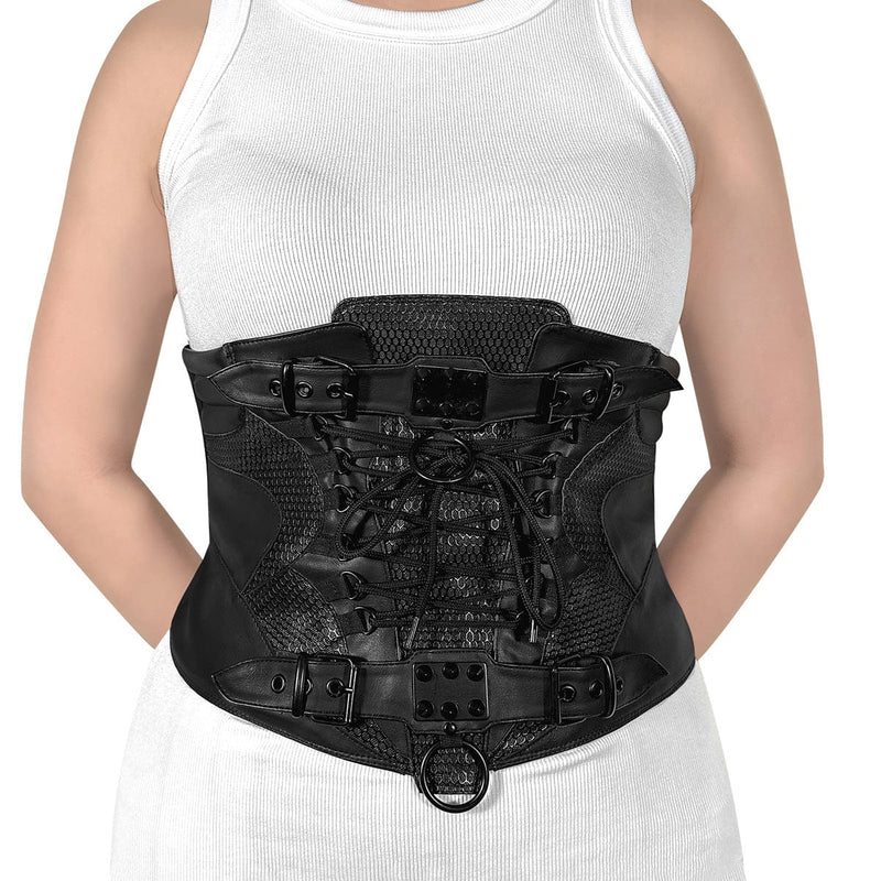 Demonia DA-310-SM Waist Cincher (Black Stretch Faux Leather) S-M