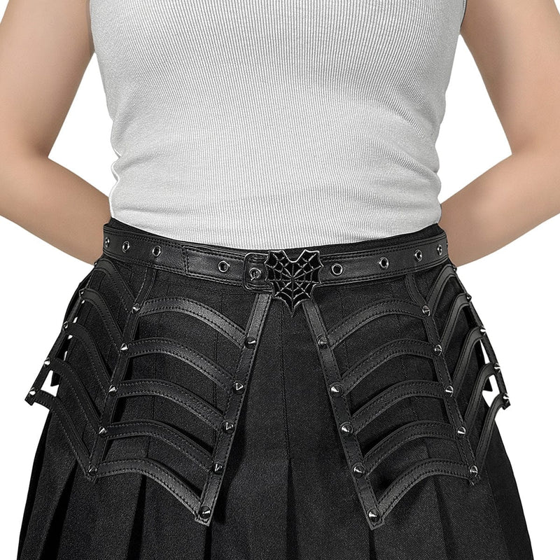 Demonia DA-315-SM Spiderweb Belt (Black Faux Leather) S-M