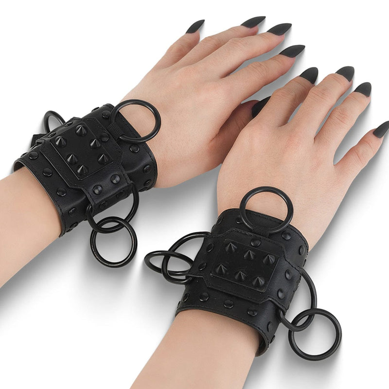 Demonia DA-402 Wrist Cuffs (Black Faux Leather) ONE SIZE