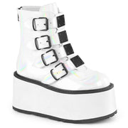 Demonia DAMNED-105 Ankle Boot (White Holo Patent)