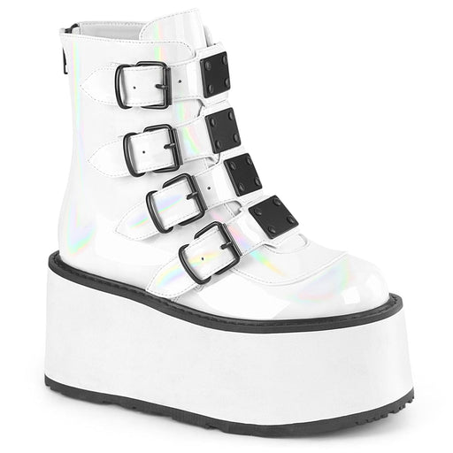 Demonia DAMNED-105 Ankle Boot (White Holo Patent)