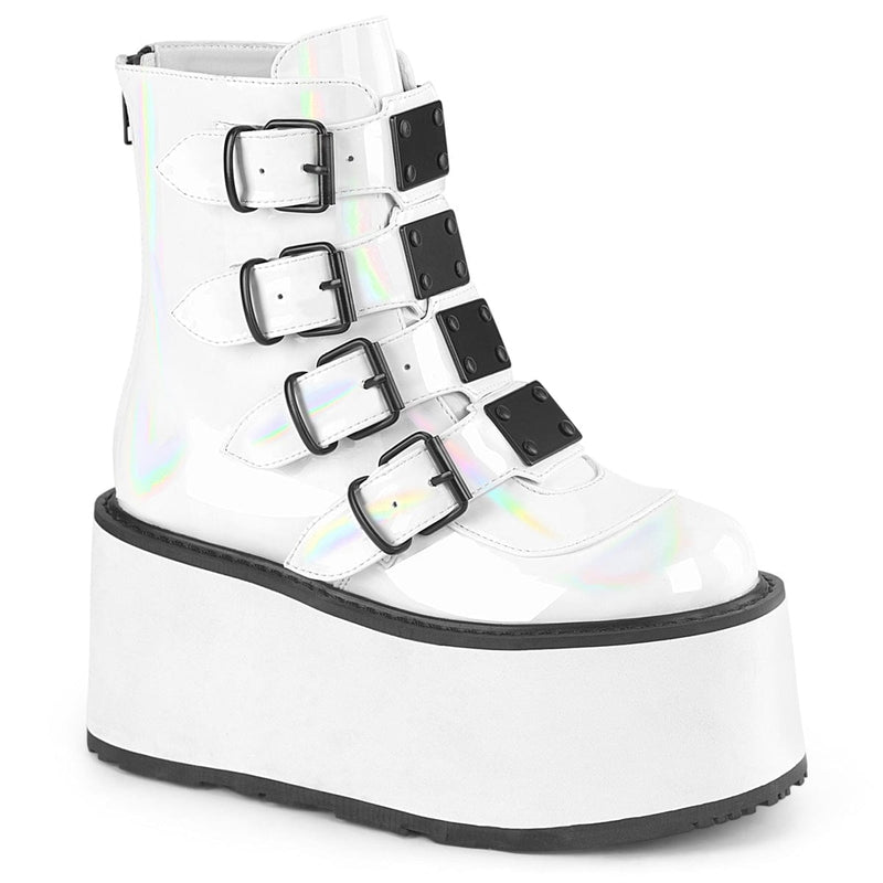 Demonia DAMNED-105 Ankle Boot (White Holo Patent)