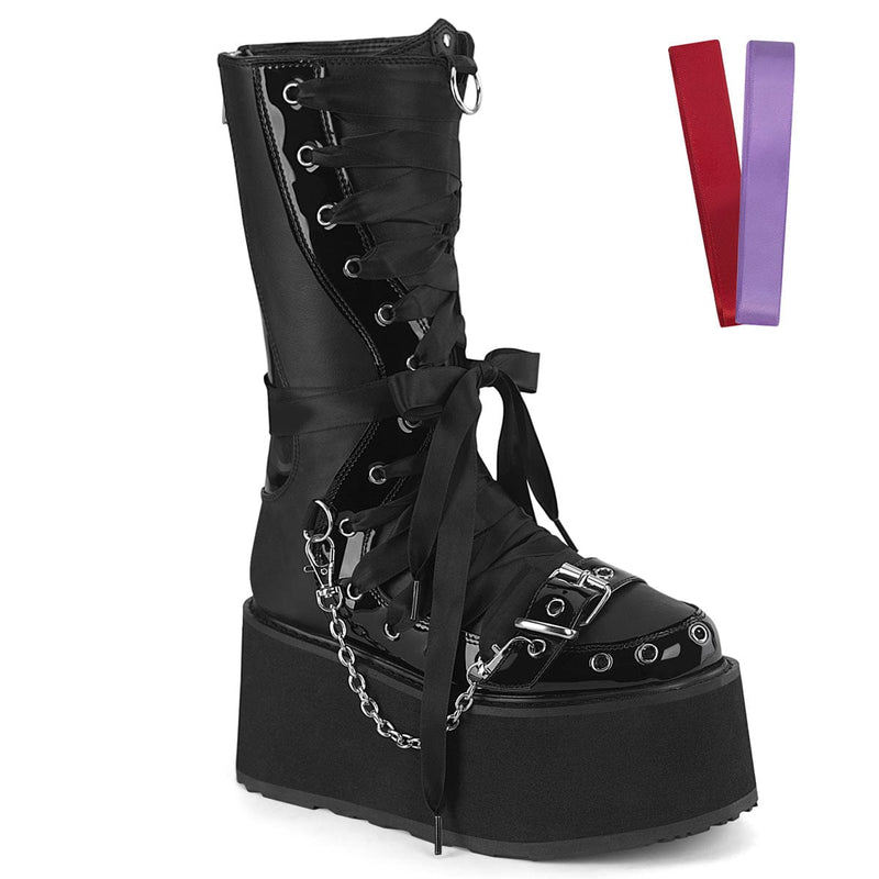 Demonia DAMNED-120 Black Vegan Leather-Patent