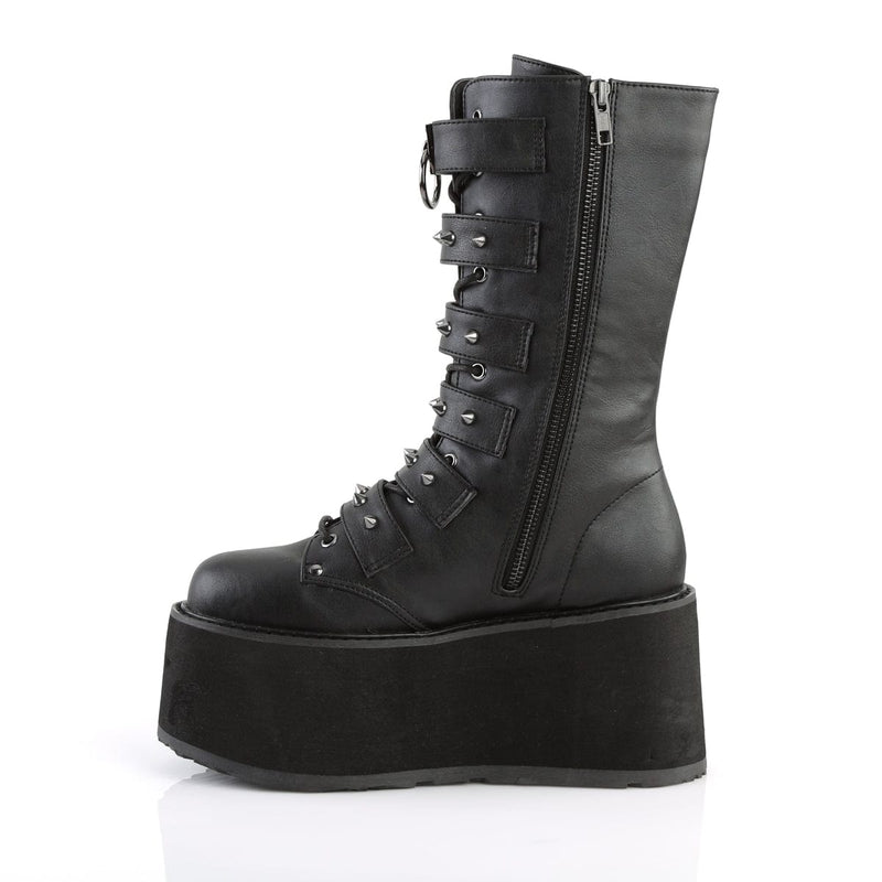 Demonia DAMNED-225 Mid-Calf Boot (Black Vegan Leather)