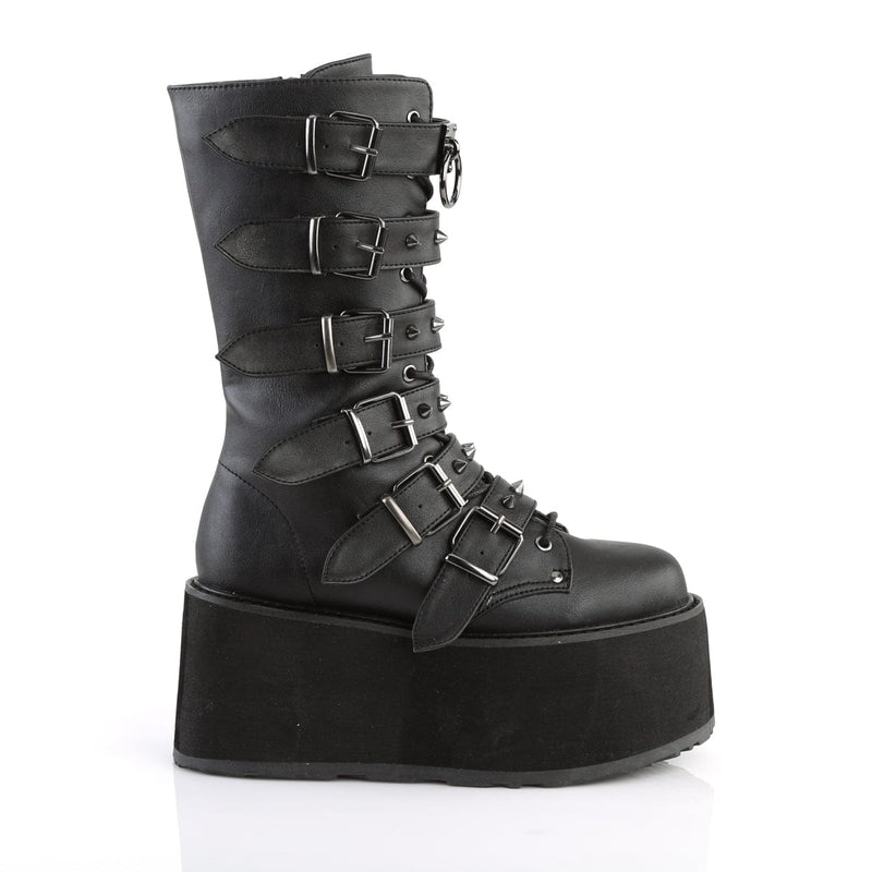 Demonia DAMNED-225 Mid-Calf Boot (Black Vegan Leather)