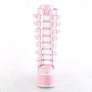 Demonia DAMNED-318 Knee High Boot (Baby Pink Holo Patent)