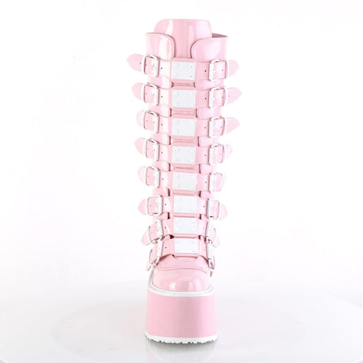 Demonia DAMNED-318 Knee High Boot (Baby Pink Holo Patent)