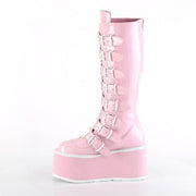 Demonia DAMNED-318 Knee High Boot (Baby Pink Holo Patent)
