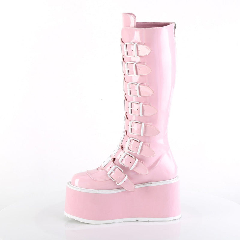 Demonia DAMNED-318 Knee High Boot (Baby Pink Holo Patent)