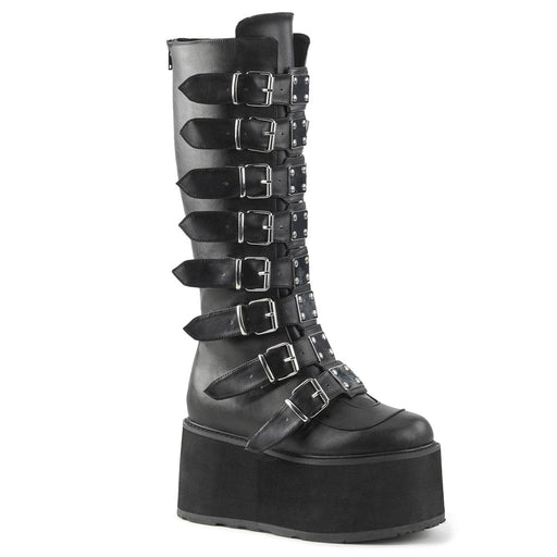 Demonia DAMNED-318 Knee High Boot (Black Vegan Leather)