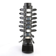 Demonia DAMNED-318 Knee High Boot (Black Vegan Leather)