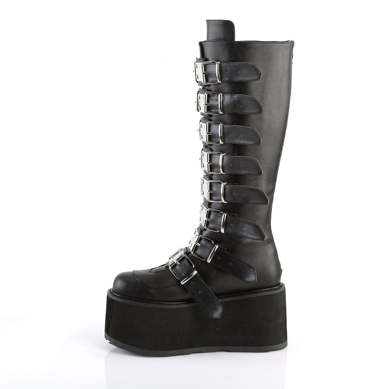 Demonia DAMNED-318 Knee High Boot (Black Vegan Leather)