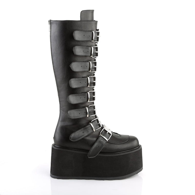 Demonia DAMNED-318 Knee High Boot (Black Vegan Leather)