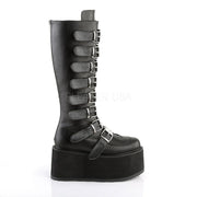 Demonia DAMNED-318 Knee High Boot (Black Vegan Leather)