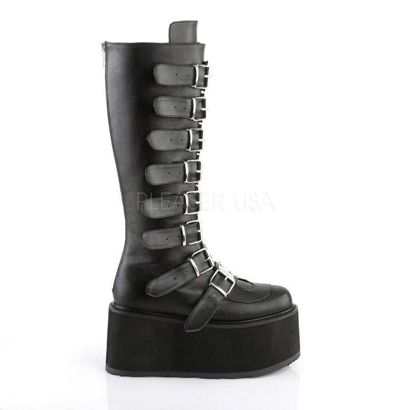 Demonia DAMNED-318 Knee High Boot (Black Vegan Leather)