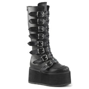 Demonia DAMNED-318 Knee High Boot (Black Vegan Leather)