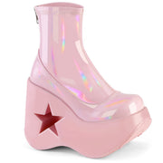 Demonia DYNAMITE-100 Ankle Boot (Baby Pink Stretch Holo)
