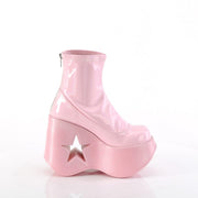 Demonia DYNAMITE-100 Ankle Boot (Baby Pink Stretch Holo)