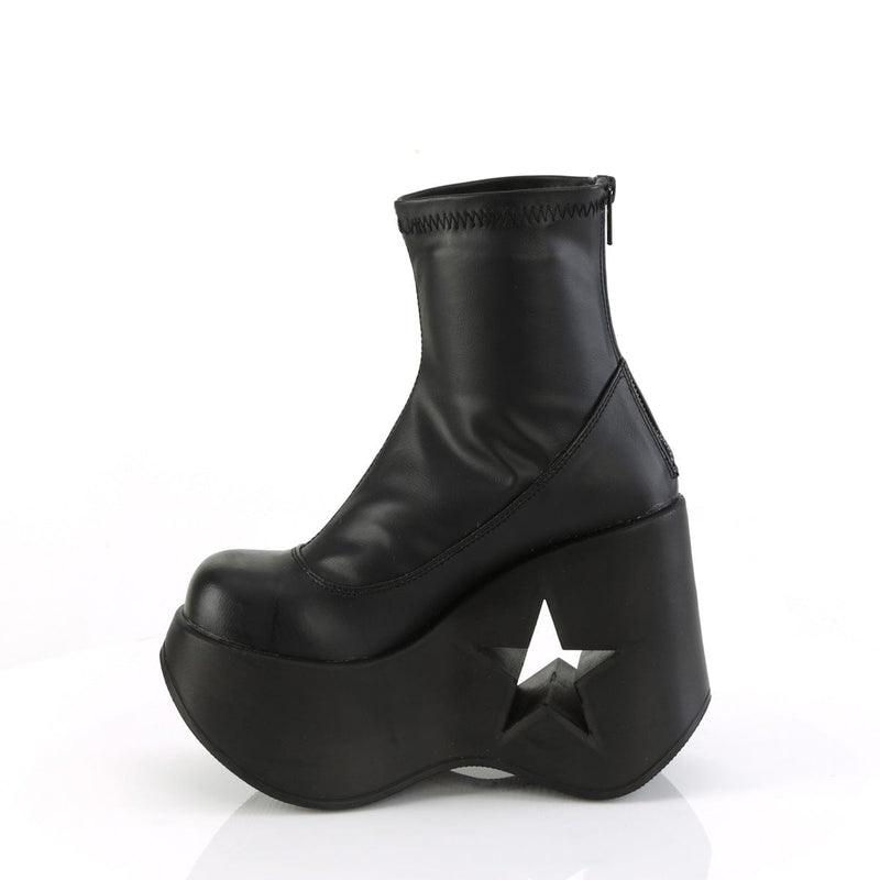Demonia DYNAMITE-100 Ankle Boot (Black Stretch Vegan Leather)
