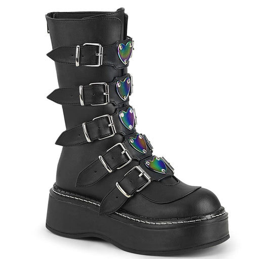 Demonia EMILY-330 Mid-Calf Boot (Black Vegan Leather)