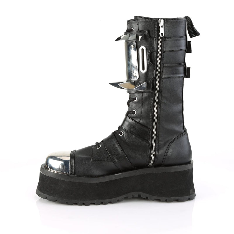 Demonia GRAVEDIGGER-250 Mid-Calf Boot (Black Vegan Leather)