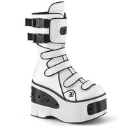 Demonia KERA-108 Mid-Calf Boot (White Vegan Leather)