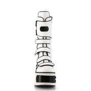 Demonia KERA-108 Mid-Calf Boot (White Vegan Leather)