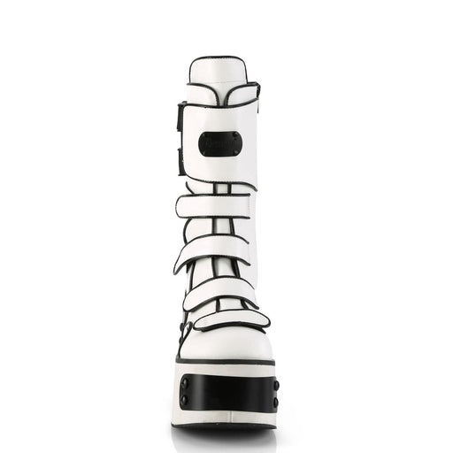 Demonia KERA-108 Mid-Calf Boot (White Vegan Leather)
