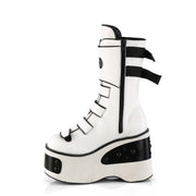 Demonia KERA-108 Mid-Calf Boot (White Vegan Leather)