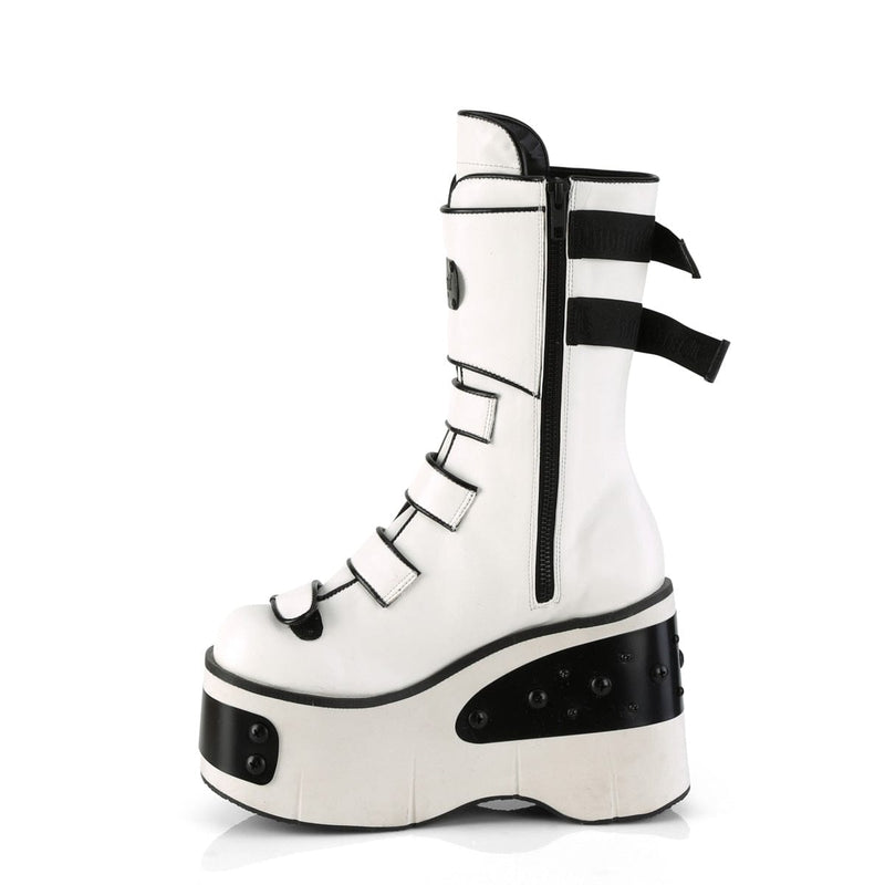 Demonia KERA-108 Mid-Calf Boot (White Vegan Leather)