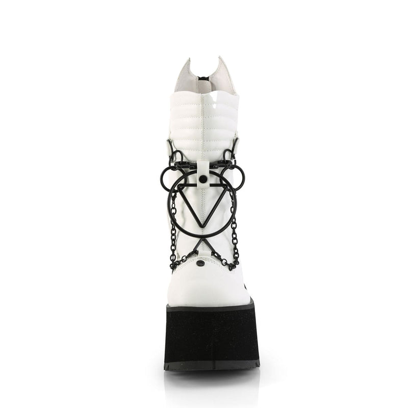 Demonia KERA-130 Mid-Calf Boot (White Vegan Leather)