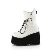 Demonia KERA-130 Mid-Calf Boot (White Vegan Leather)
