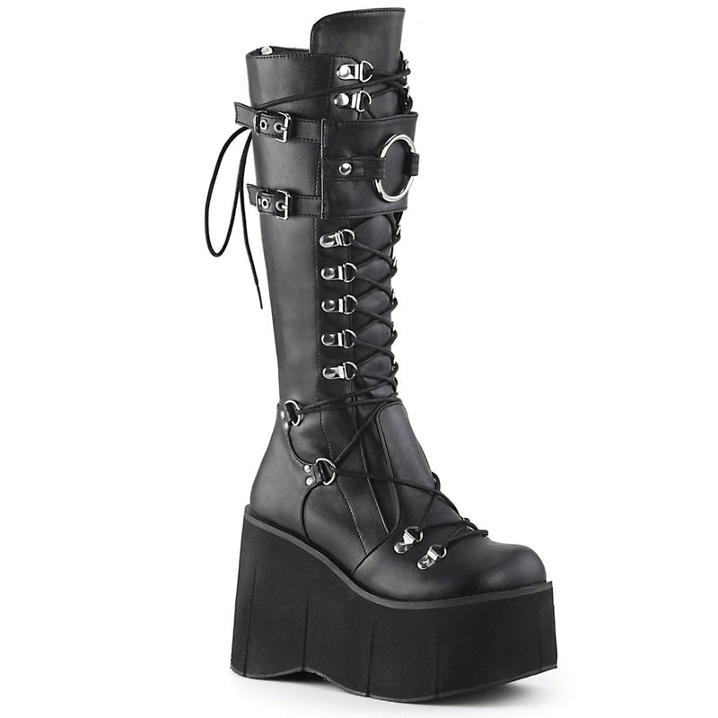 Demonia KERA-200 Knee High Boot (Black Vegan Leather)